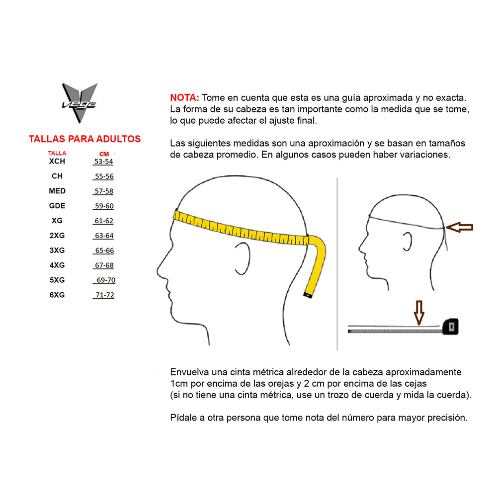 Casco Modular Vega Modelo Caldera II Tallas EXTRAS