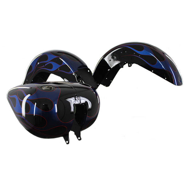 Tanque y Salpicaderas Flamas Azules para Softail Heritage